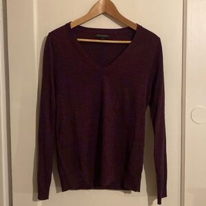 Dark wine merino wool v-neck sweater
